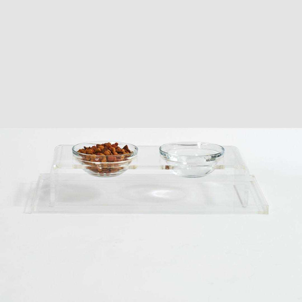 Clear Elevated Glass Bowl Feeder F75894