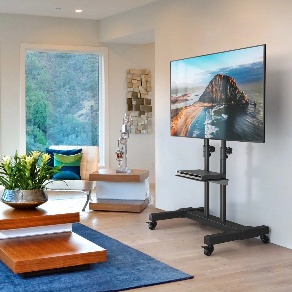 Black Rolling TV Stand with Wheels Z3721