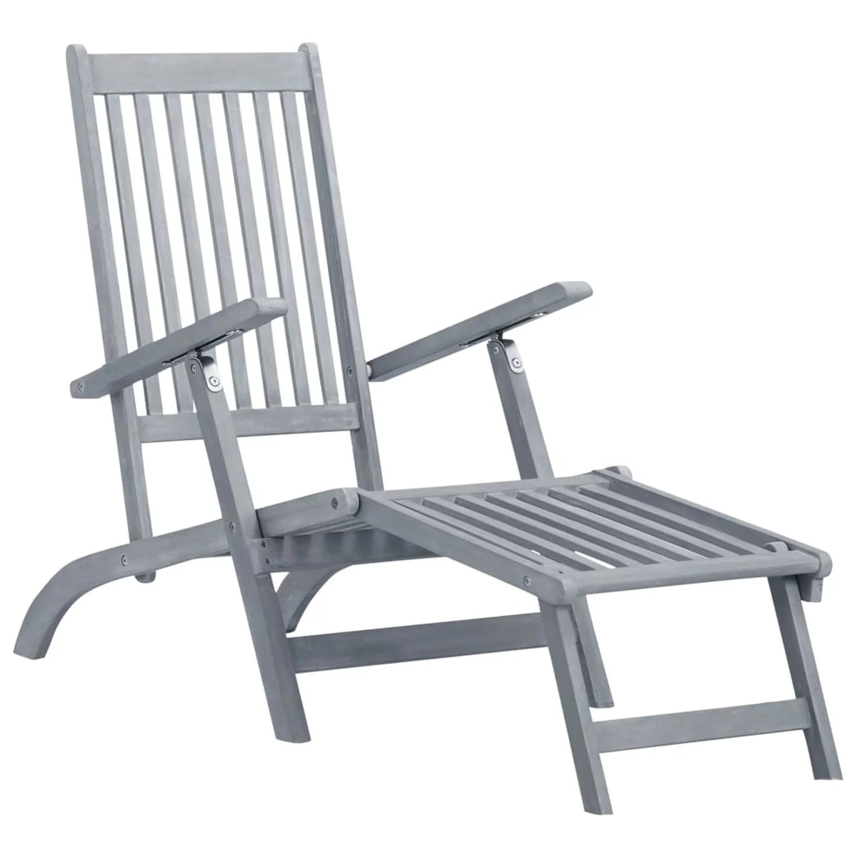 Patio Deck Chair with Footrest and Cushion Acacia Wood F164