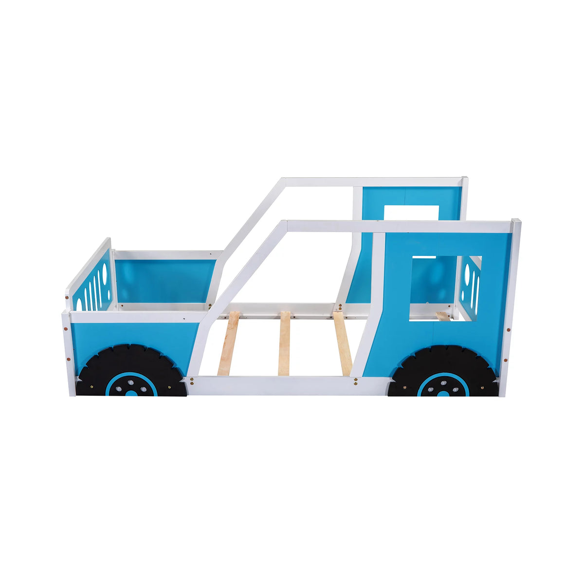 Twin Size Wood Platform Bed Frame with Wheels K56447