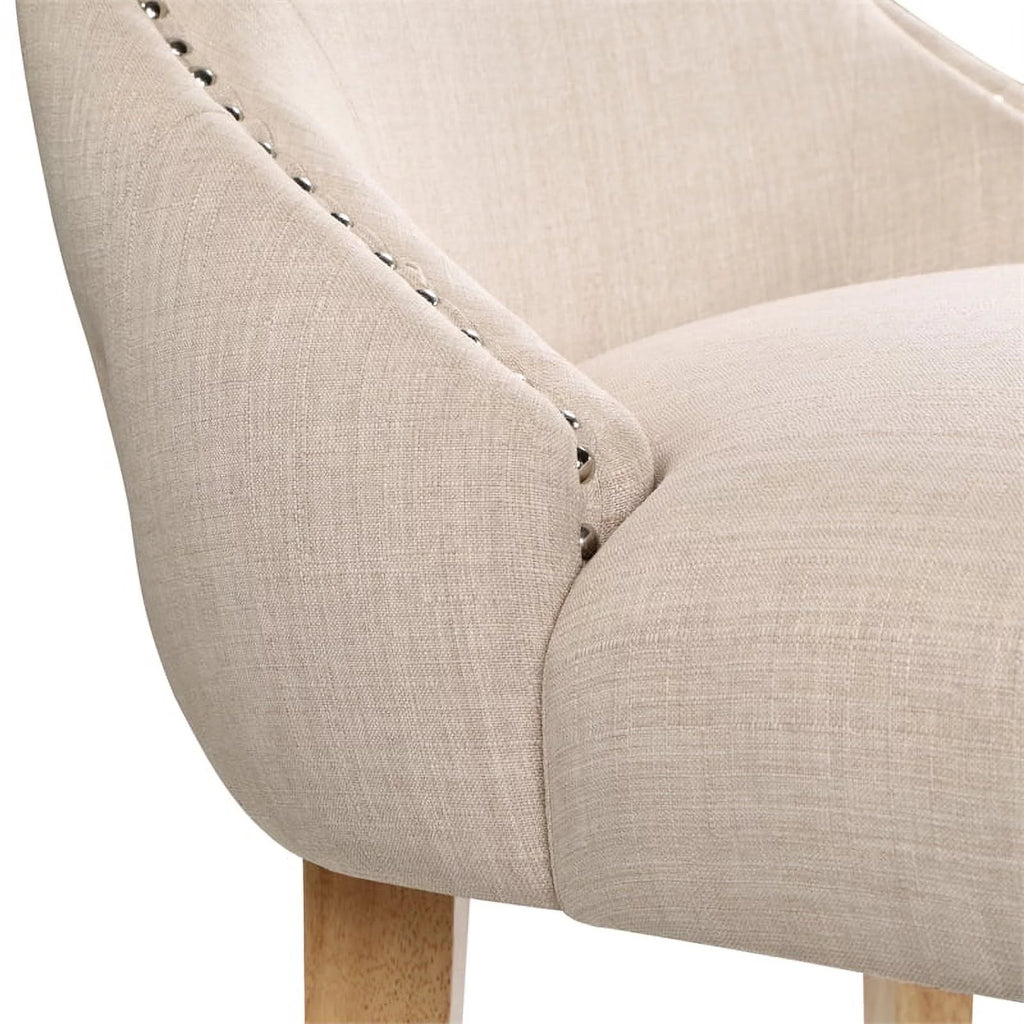 Ivory Fabric Wing-Back Side Chair Set of 2 G301253