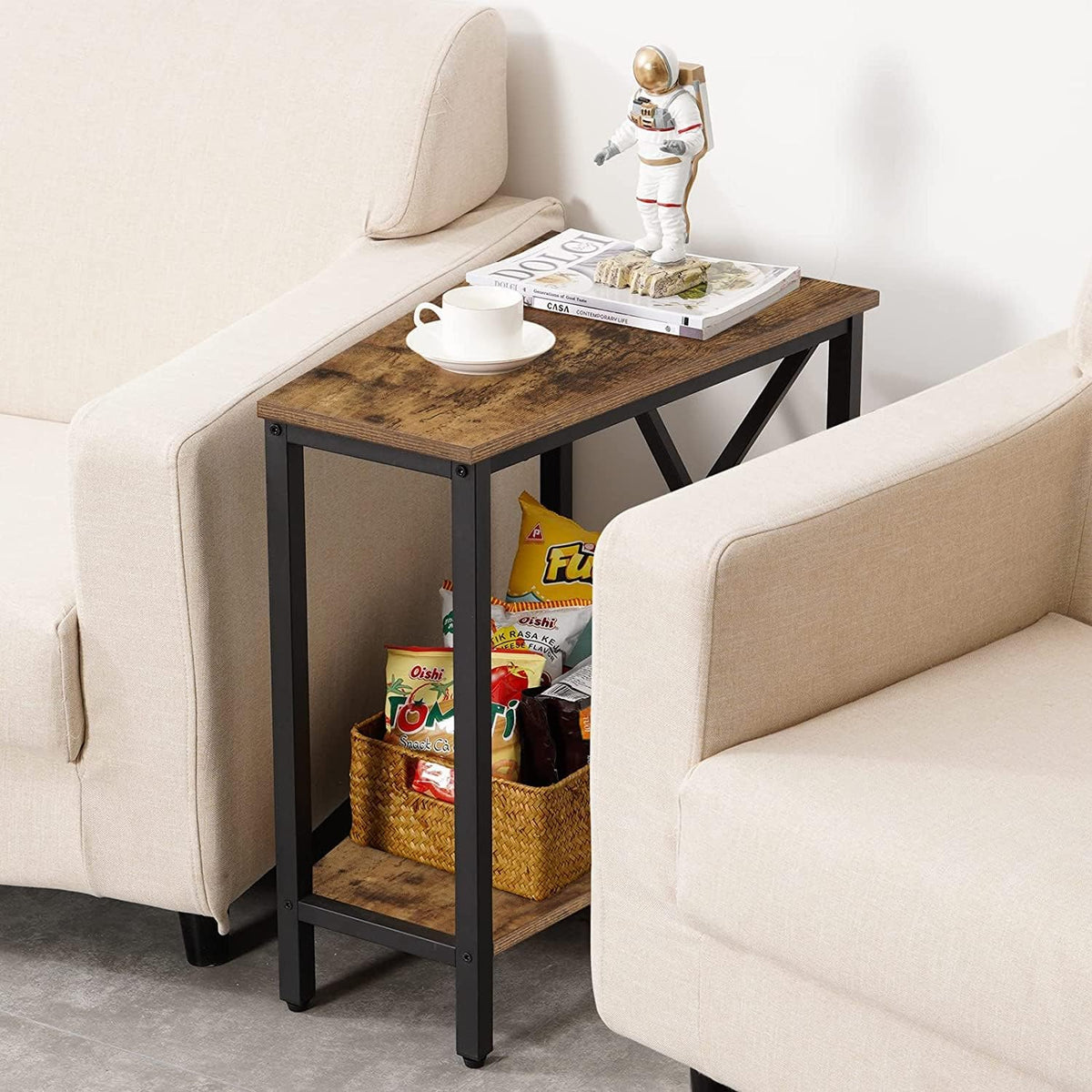 Wedge End Table with Storage Shelf T3044