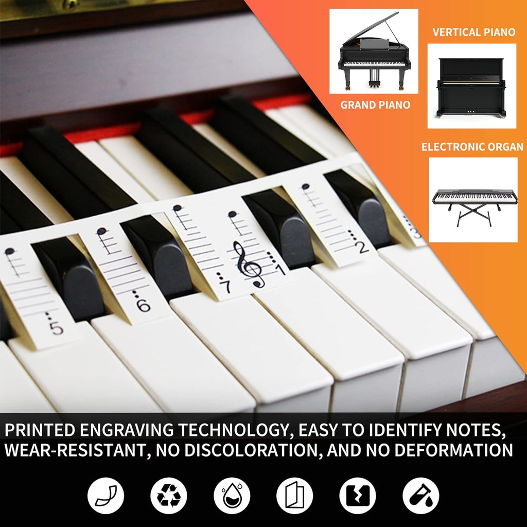 88 Key Reusable Piano Stickers T3883
