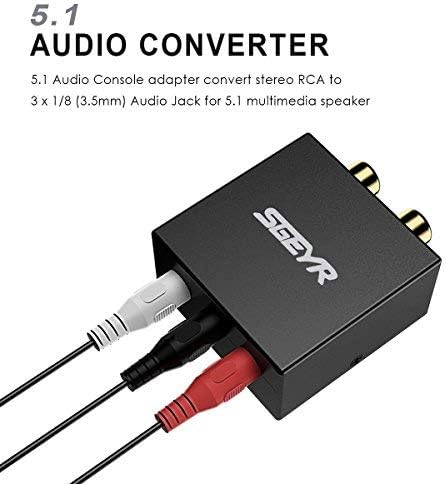 5.1 Audio Console Adapter Stereo RCA to 3 x 1/8 (3.5mm) Jack Bidirectional Conversion Pack of 2 G649374