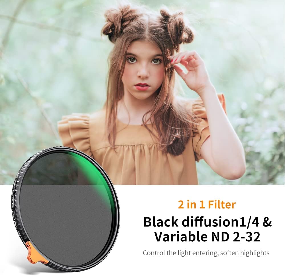 67mm Black Diffusion 1/4 Variable ND2-ND32 ND Filter 2-in-1 A46016
