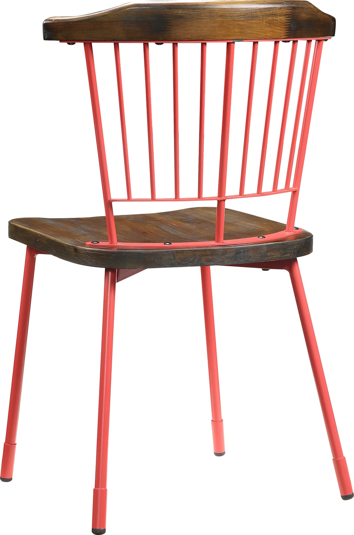Red & Brown Oak Side Chair Set of 2 E9036