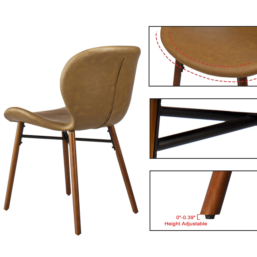 Brown Leather Dining Chairs Set of 2 S130