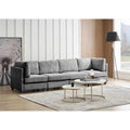 L-Shaped Grey Corduroy Sectional Sofa with Chaise H251