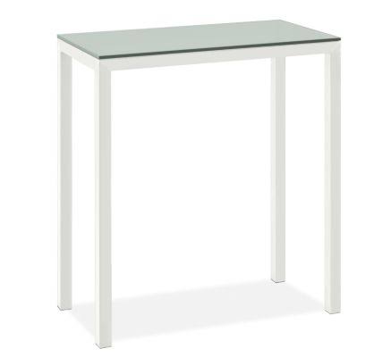 Satin Etched Tempered Glass Bar Table with White Base C6312