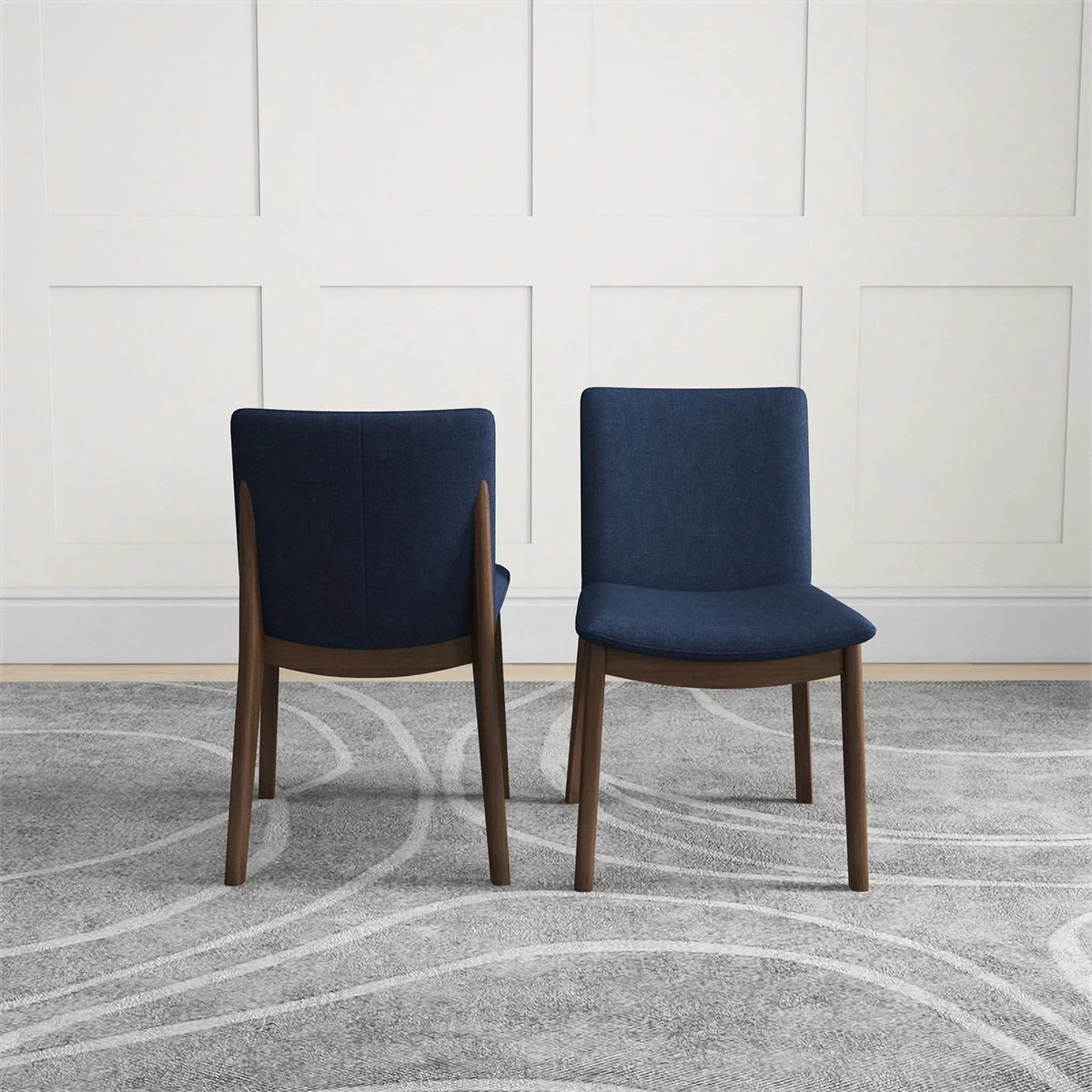 Navy Blue Fabric Dining Chair Set of 2 Y772005