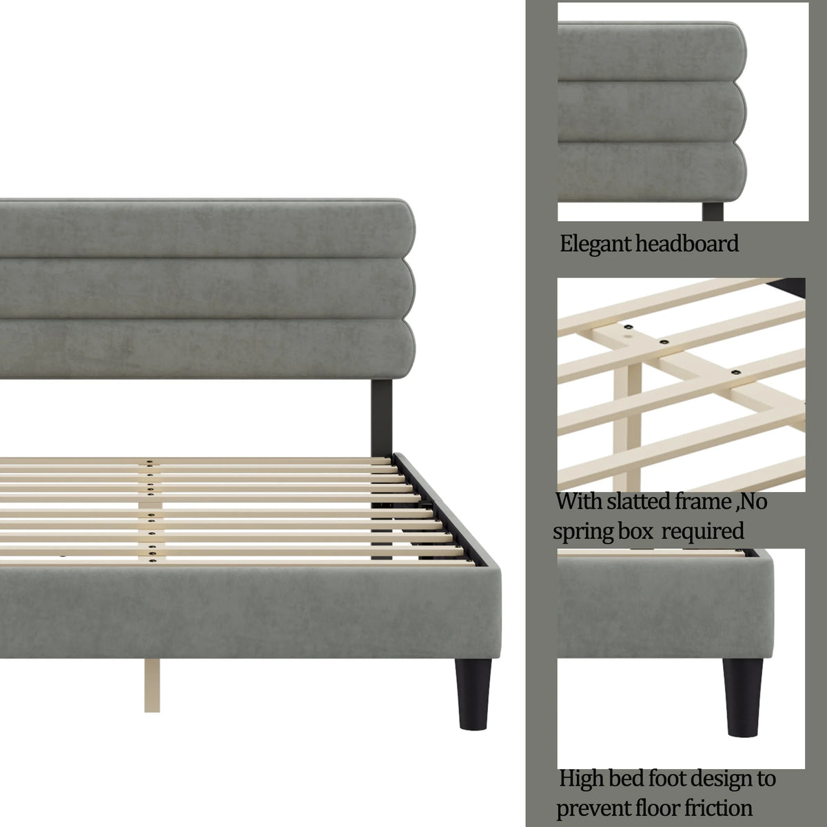 Full Size Bed Frame Light Gray M407923