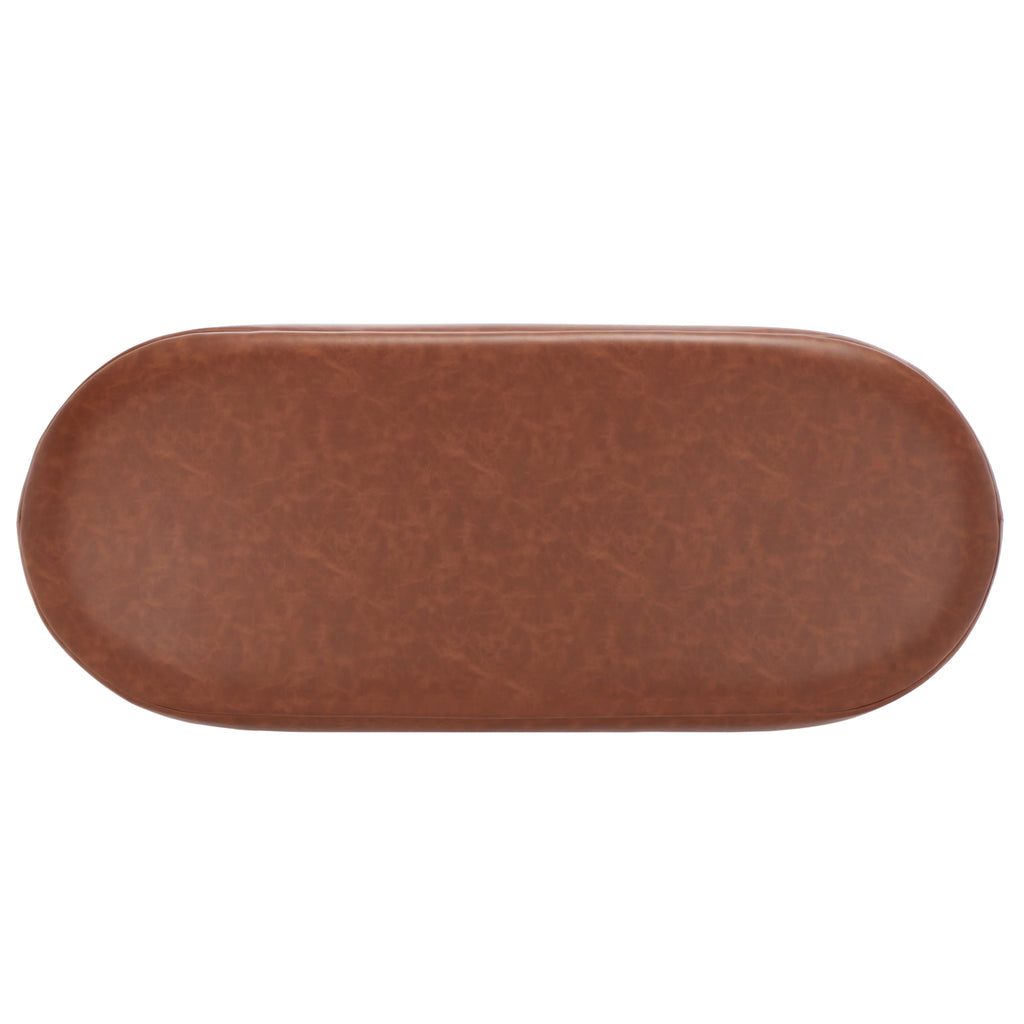 Cognac Leather Oval Bench H74313