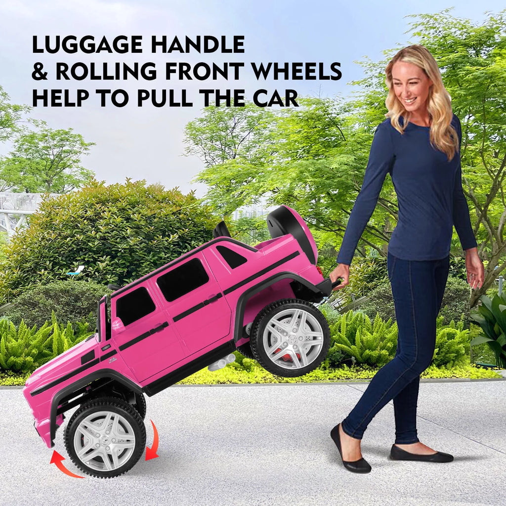 12V Kids Ride On Car with Remote Control, 3 Speeds, LED Lights, Bluetooth, Music (Pink) G347