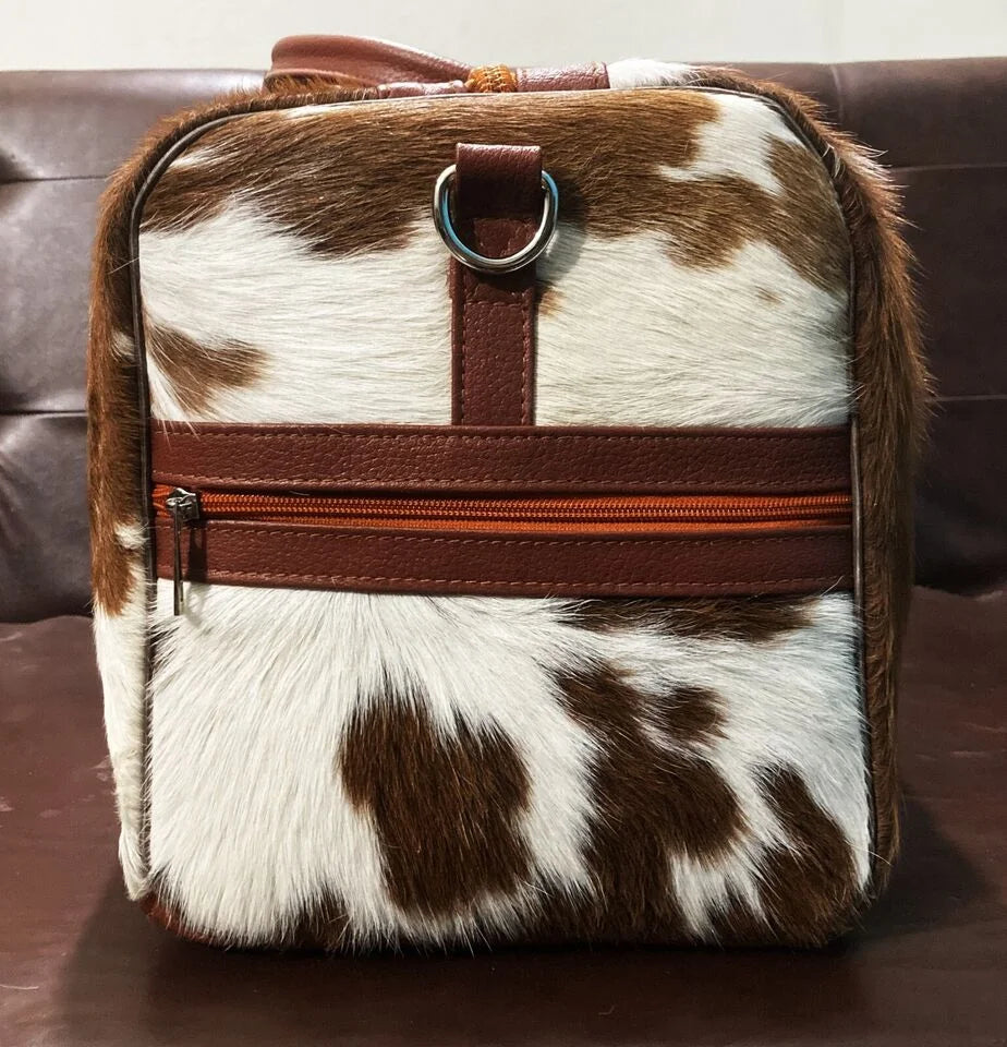 Real Cow Skin Leather Travel Duffle Bag J3465