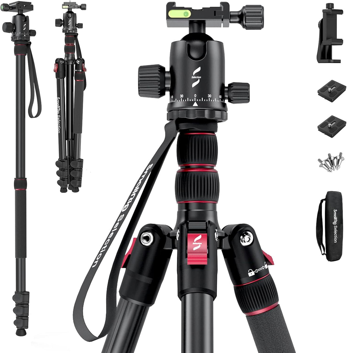 78 Aluminum Camera Tripod Monopod, Foldable, 360 Degree Ball Head, Quick Release Plate, 33lb Payload, Pack of 2 U83669
