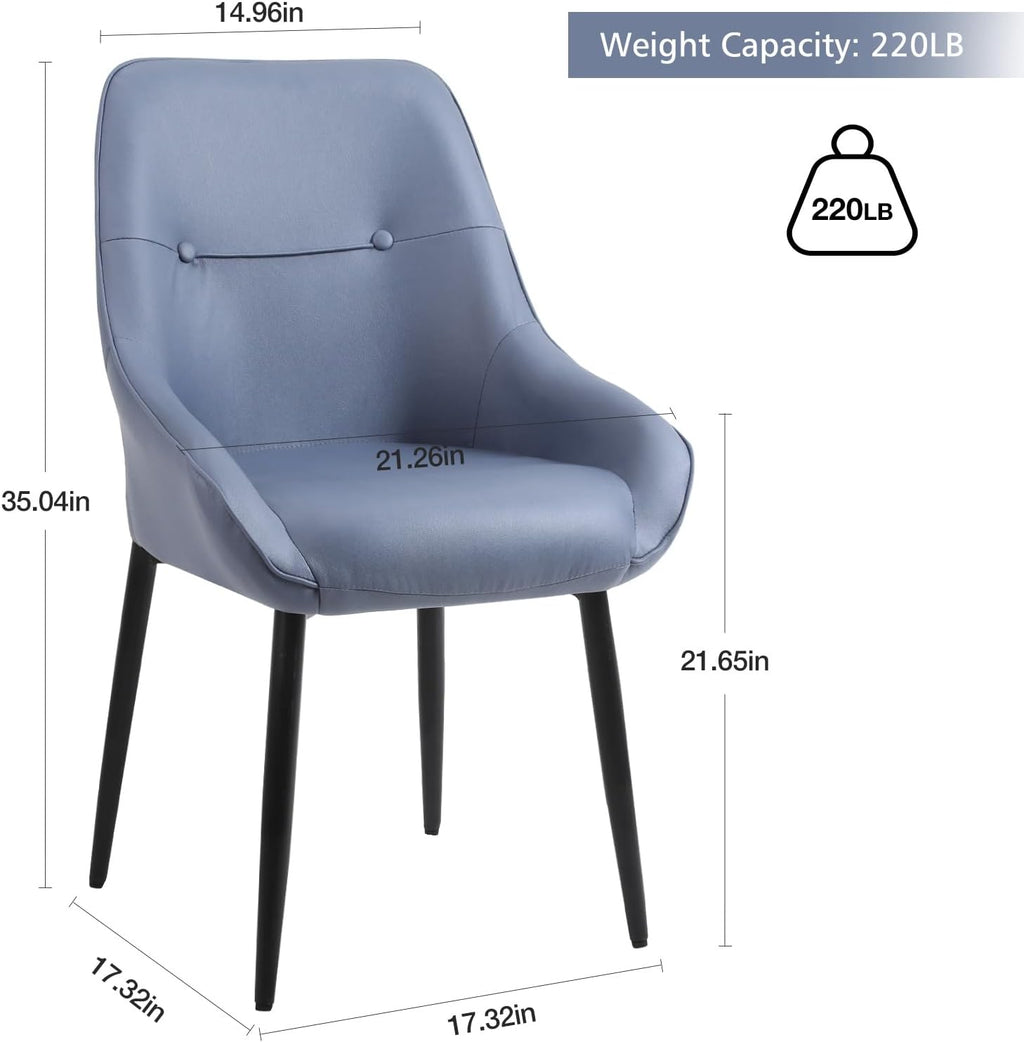 Blue Upholstered Dining Chairs Set of 2 with Arms and Metal Legs I787844