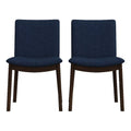 Navy Blue Fabric Dining Chair Set of 2 Y772005