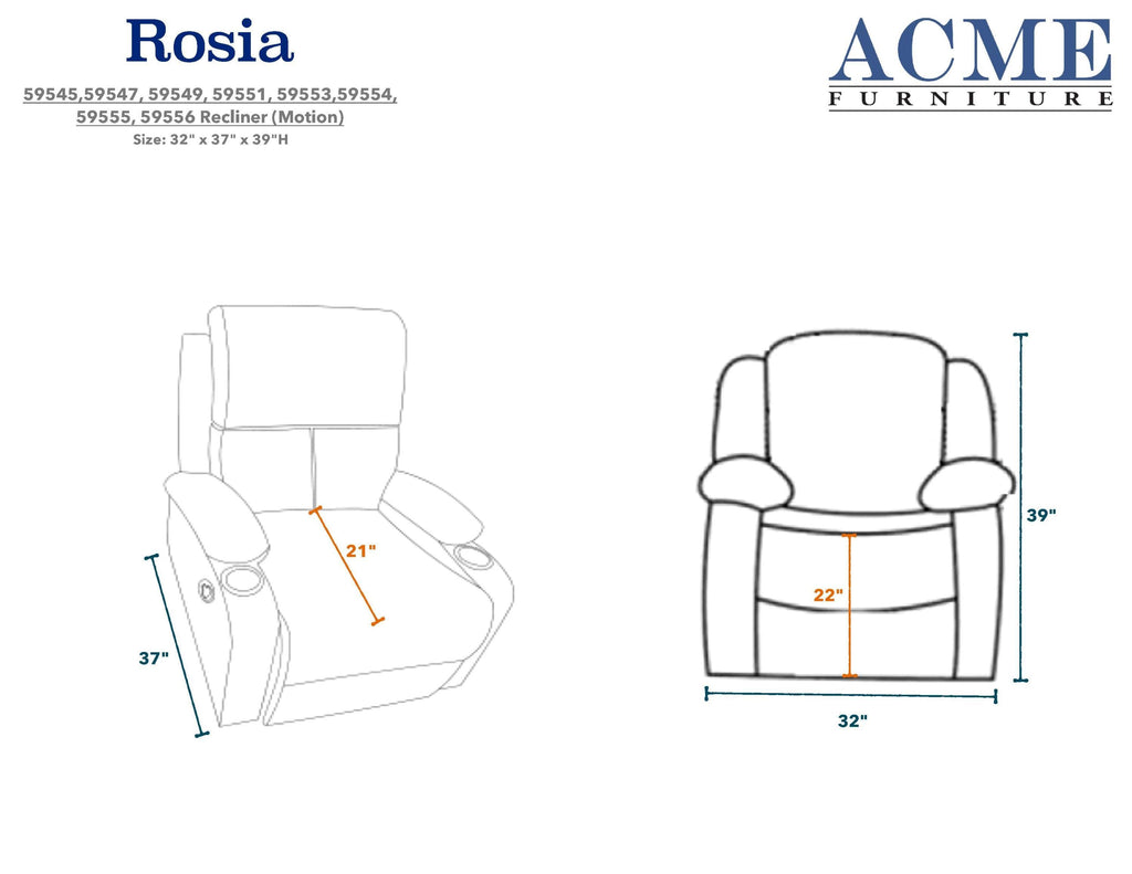 Blue Velvet Recliner P81720