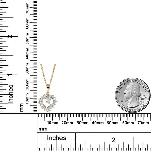 10K Yellow Gold CZ Heart Pendant Necklace with 18" Chain C361