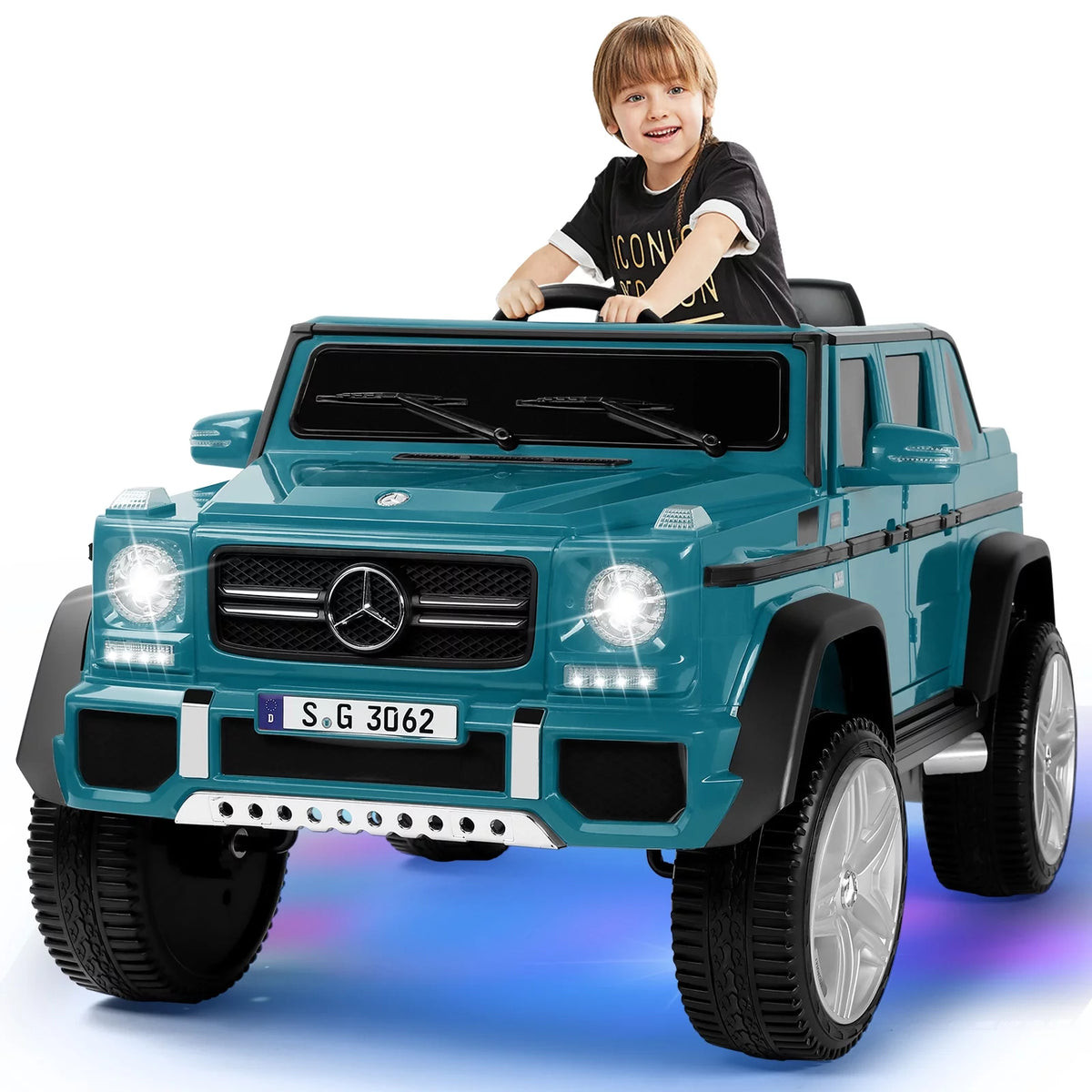 12V Kids Ride On Car with Remote Control, 3 Speeds, LED Lights, Bluetooth, Music (Pink) G347