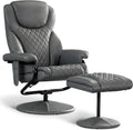 Grey Faux Leather Recliner with Ottoman P32639