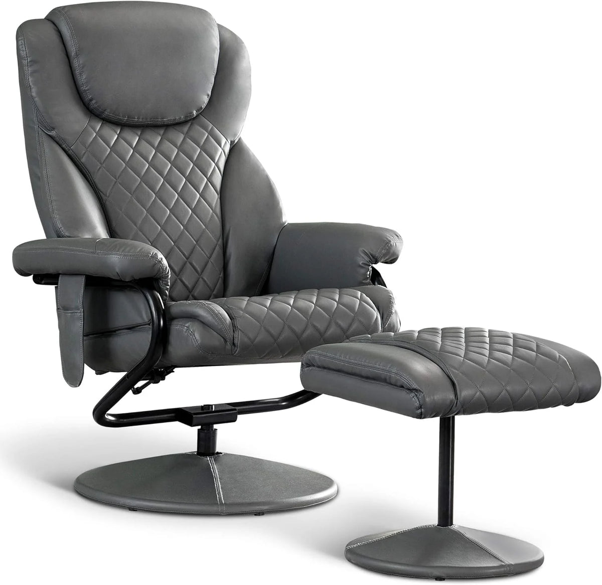 Grey Faux Leather Recliner with Ottoman P32639