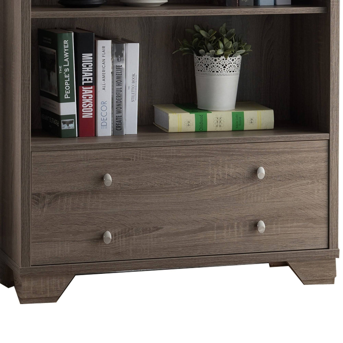 Dark Taupe Brown Wooden Display Cabinet S6389