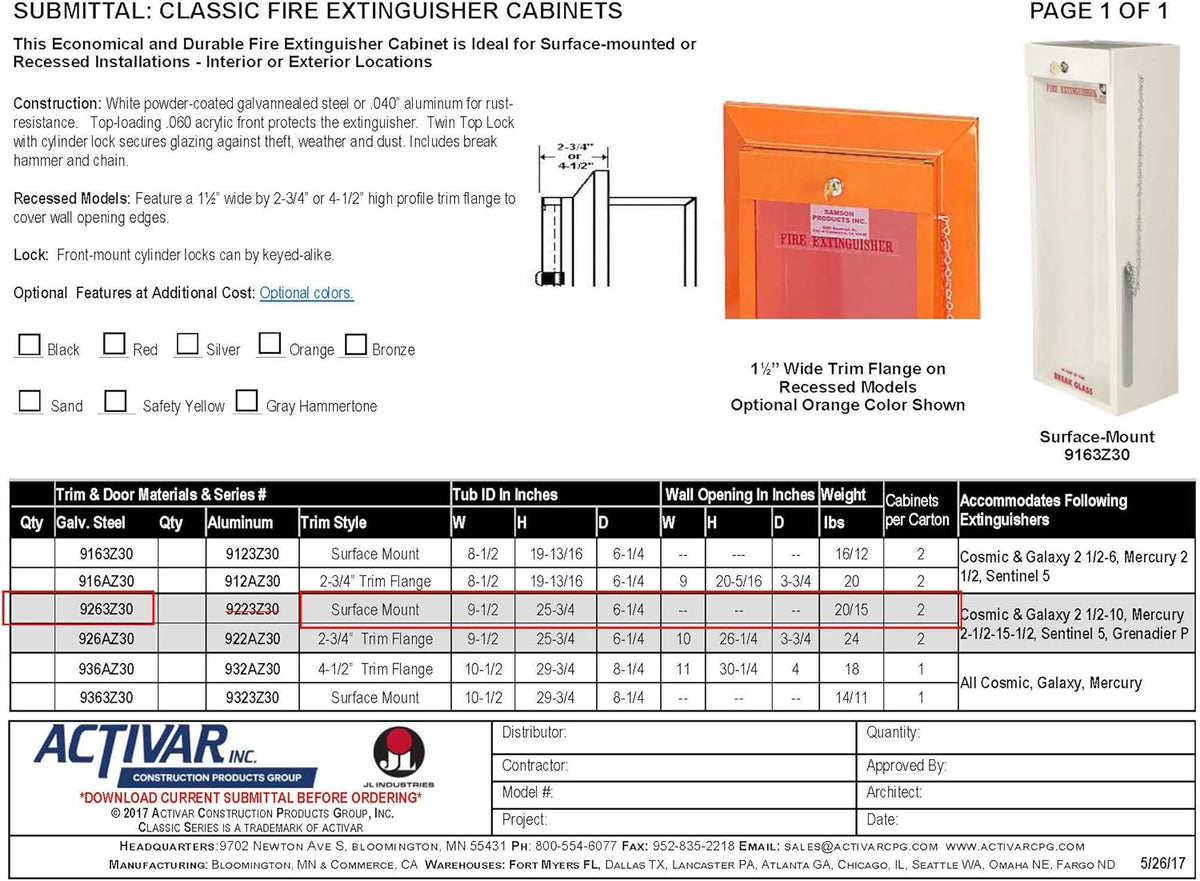 10-Pound Fire Extinguisher Cabinet O308333
