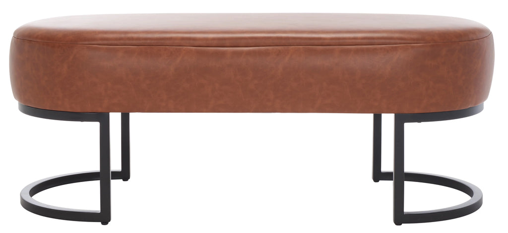 Cognac Leather Oval Bench H74313