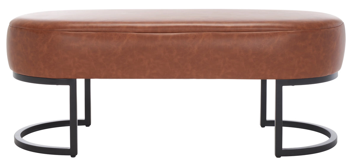 Cognac Leather Oval Bench H74313