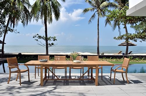 Extendable Patio Table Teak Finish U159