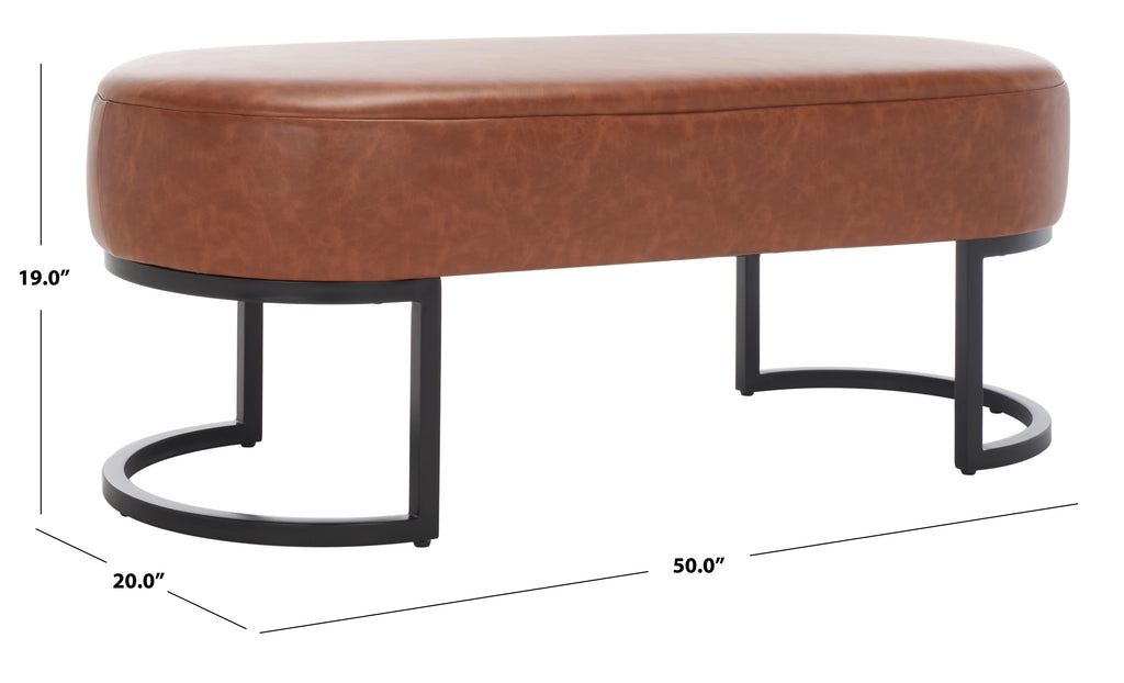 Cognac Leather Oval Bench H74313