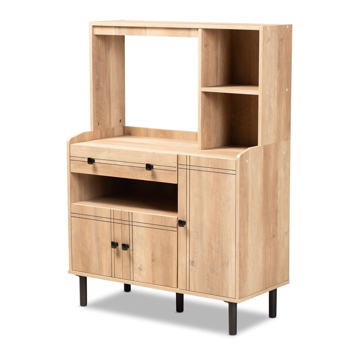 3-Door Wood Kitchen Storage Cabinet Oak Brown U141