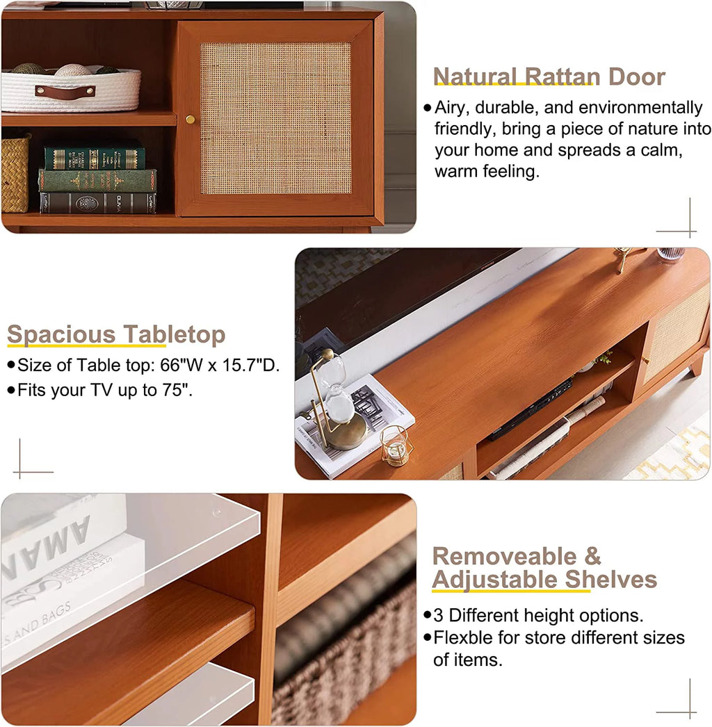 Rattan TV Stand with 2-Door H304456