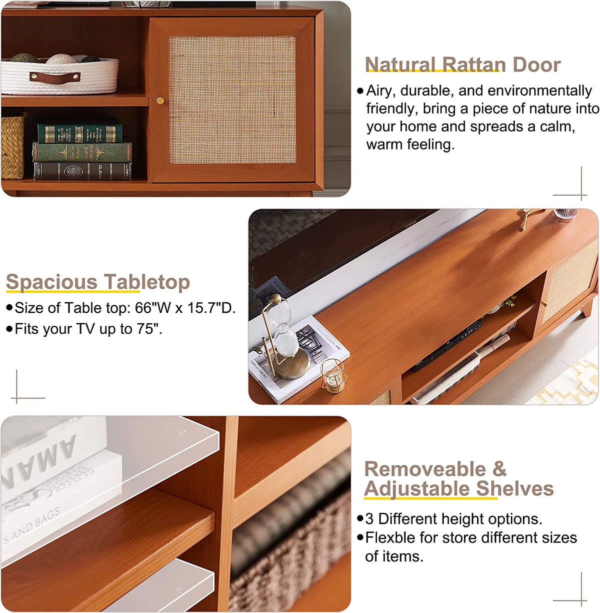 Rattan TV Stand with 2-Door H304456