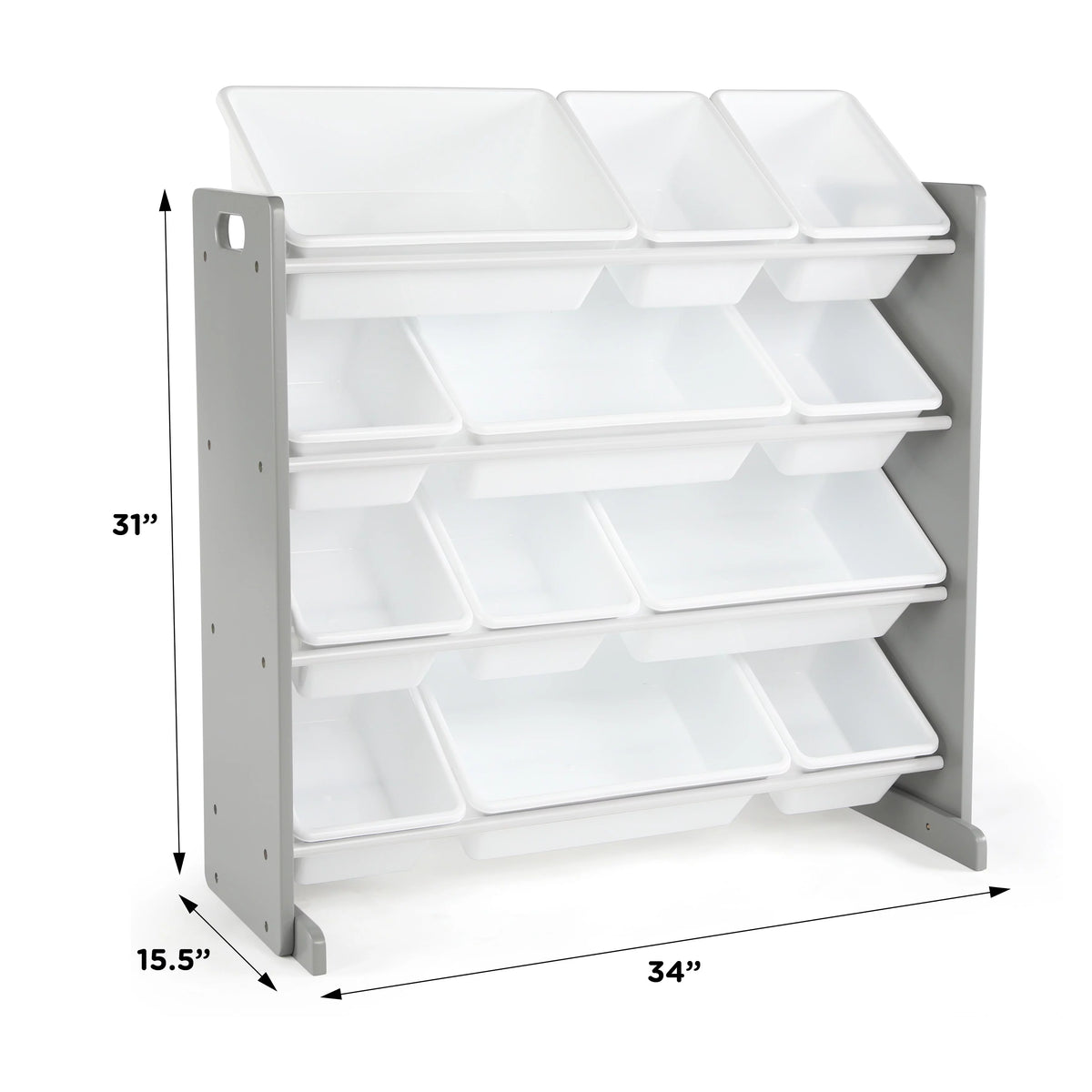 Wood and Plastic Organizing Rack with 12 Bins Y271