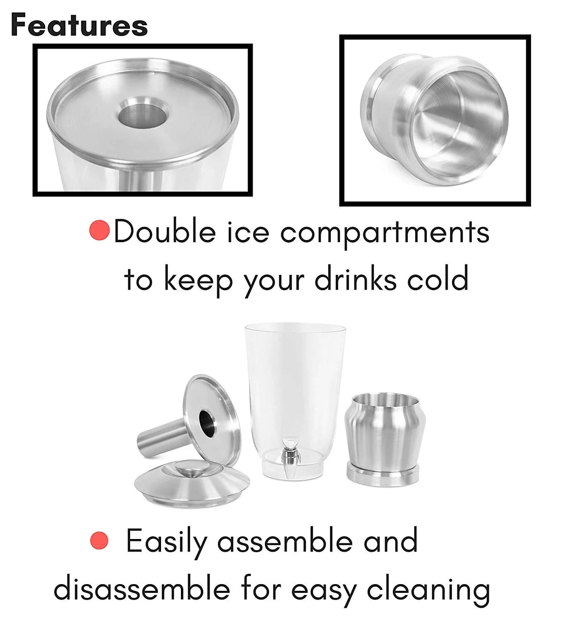 1.5 Gallon Stainless Steel Beverage Dispenser with Ice Container, Stand & Spigot Y235756
