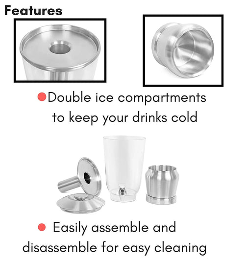 1.5 Gallon Stainless Steel Beverage Dispenser with Ice Container, Stand & Spigot Y235756