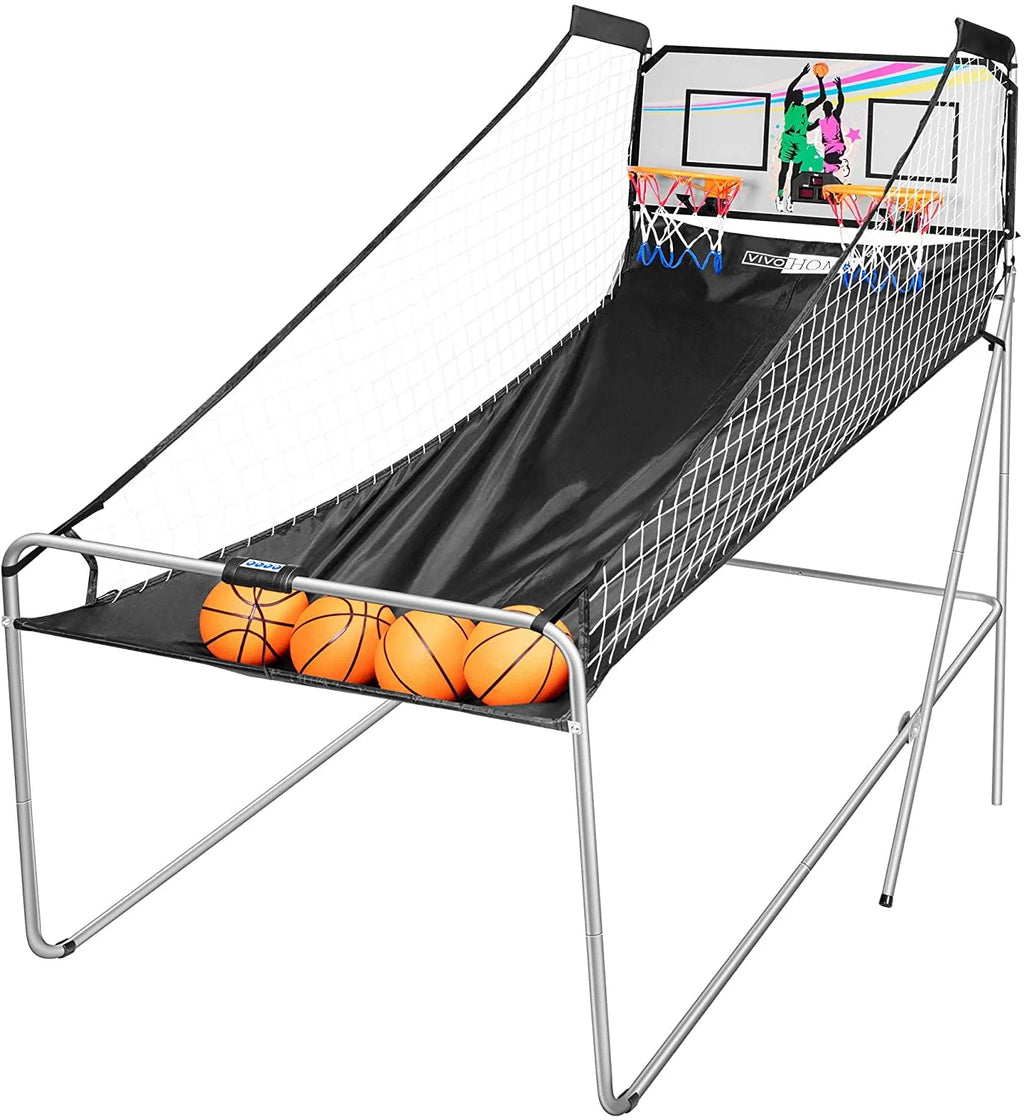 Foldable Arcade Basketball Game with 4 Balls and LED Scoring System P639320