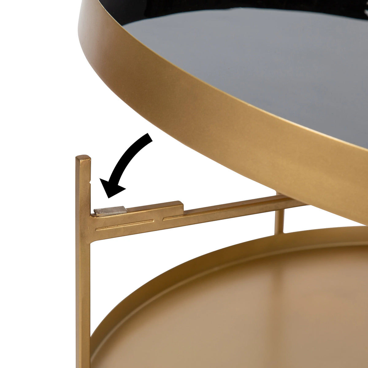 26 Inch Black and Gold Metal Round Coffee Table F879072