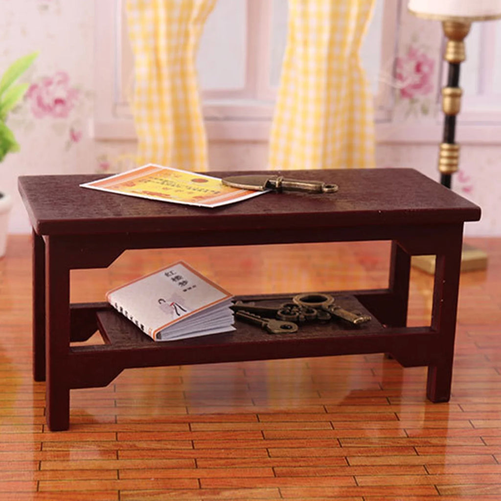 Mini Handmade Retro Wine Red Teatable Dollhouse Furniture Table P4340