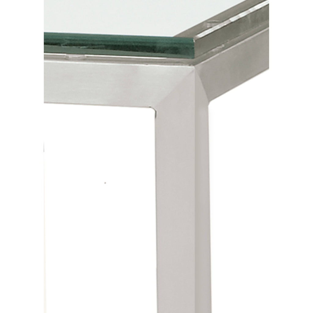Satin Etched Tempered Glass Bar Table with White Base C6312