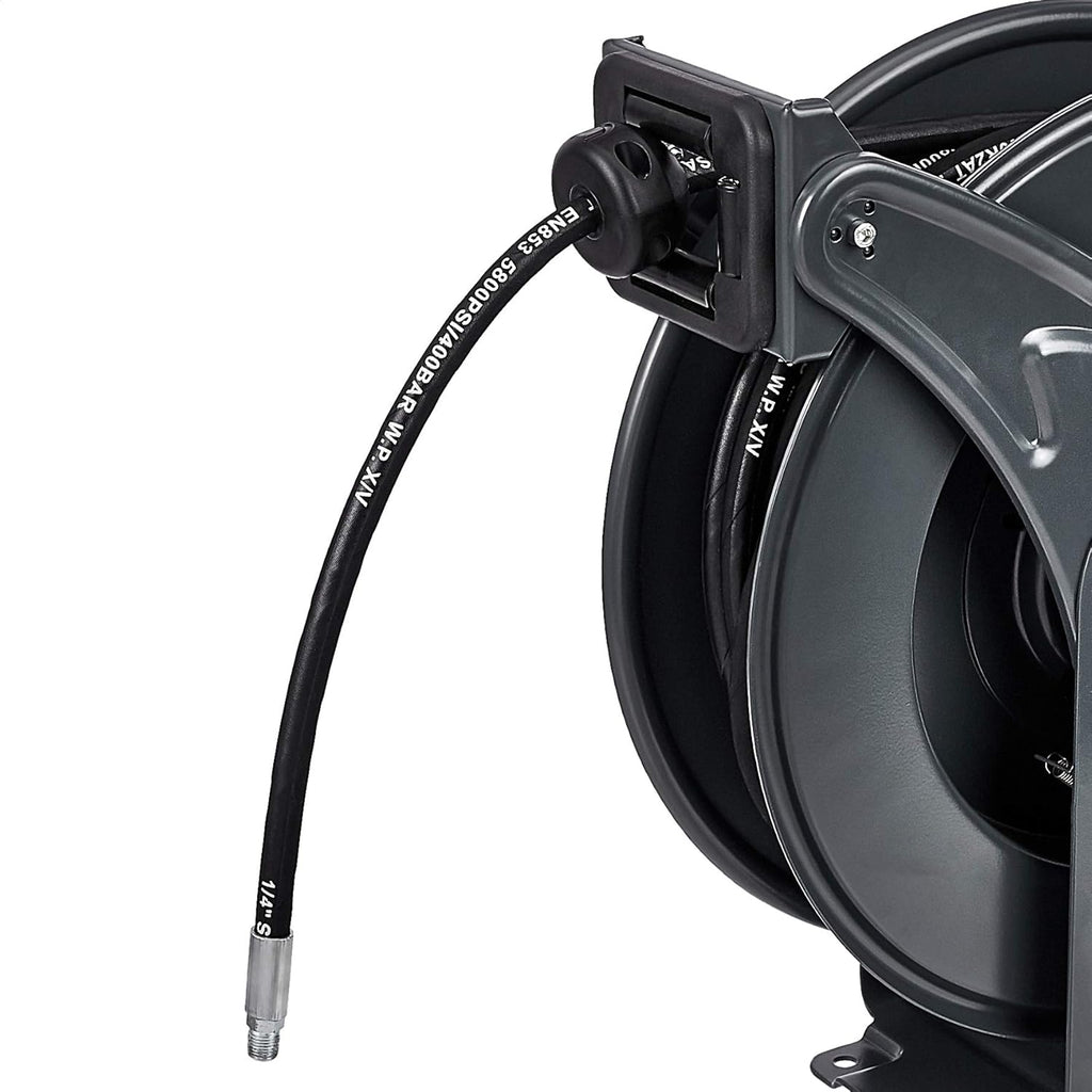 Retractable Heavy Duty Grease Hose Reel 1/4" x 50' High Pressure Hose 5800 PSI Q7425