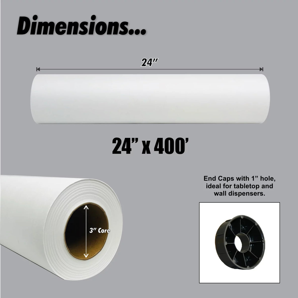 White Kraft Butcher Paper Roll 24" x 400' Uncoated Unwaxed M89935