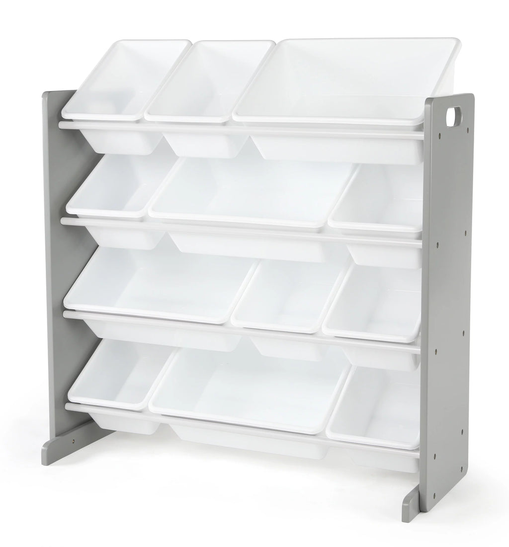 Wood and Plastic Organizing Rack with 12 Bins Y271