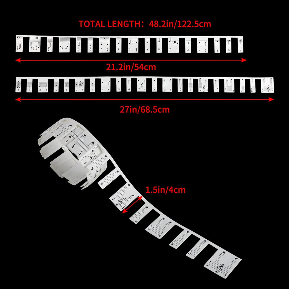 88 Key Reusable Piano Stickers T3883