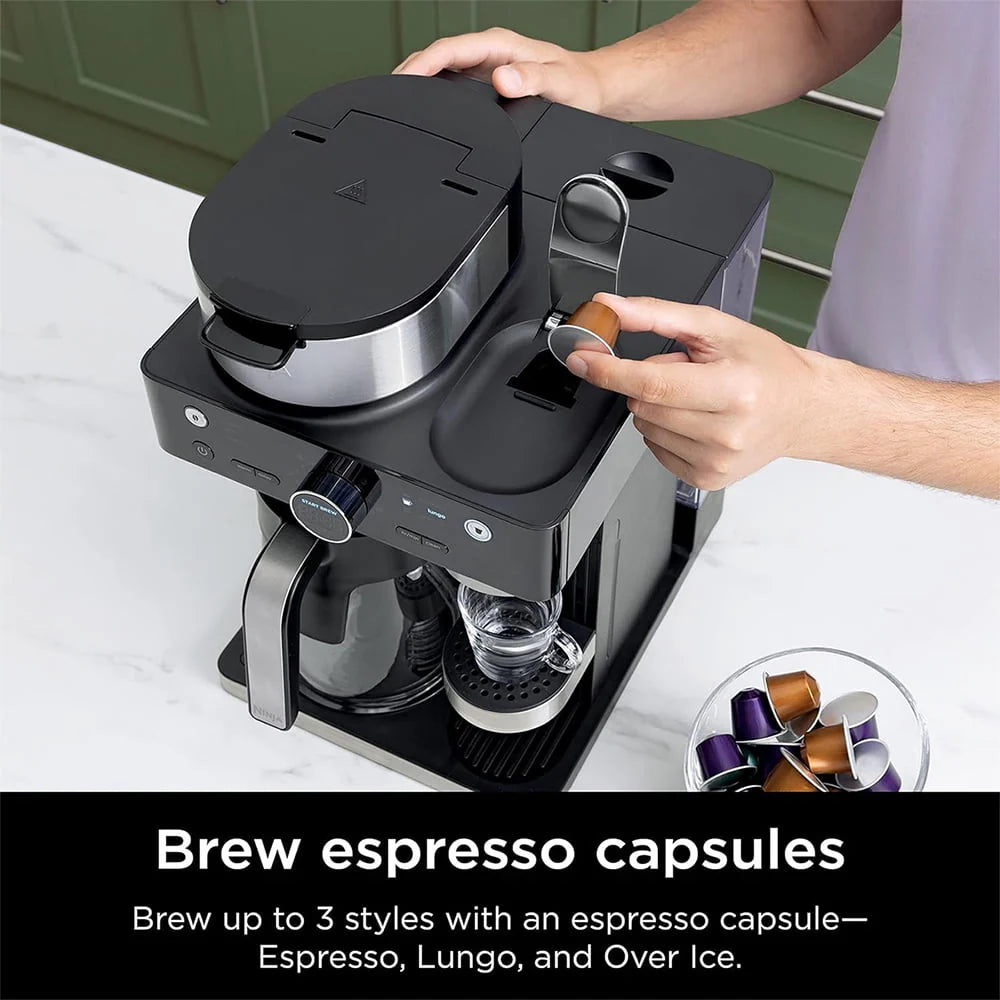 Black and Stainless Steel Espresso & Coffee System D159396