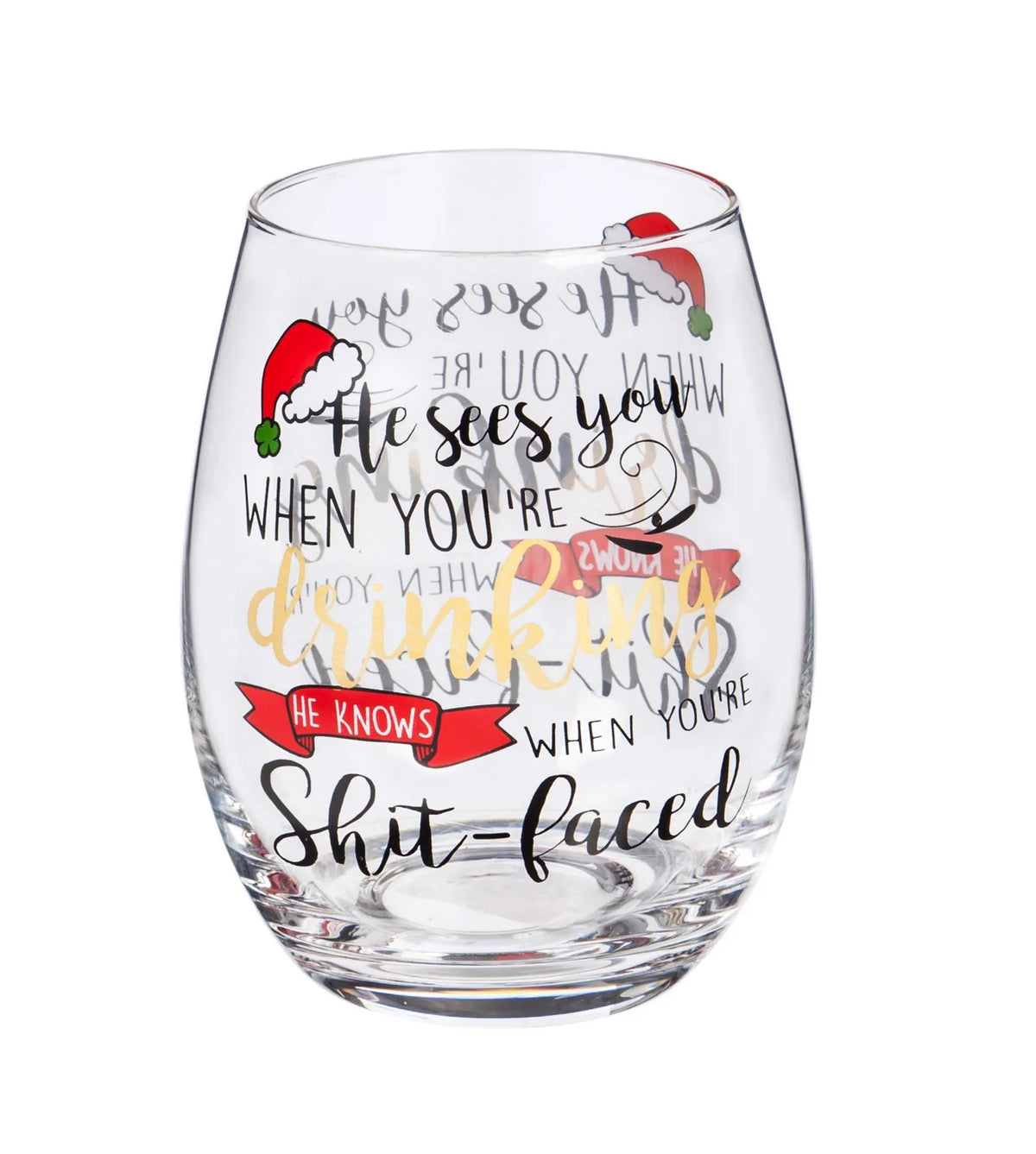 Stemless Wine Glass with Metallic Accents E90701