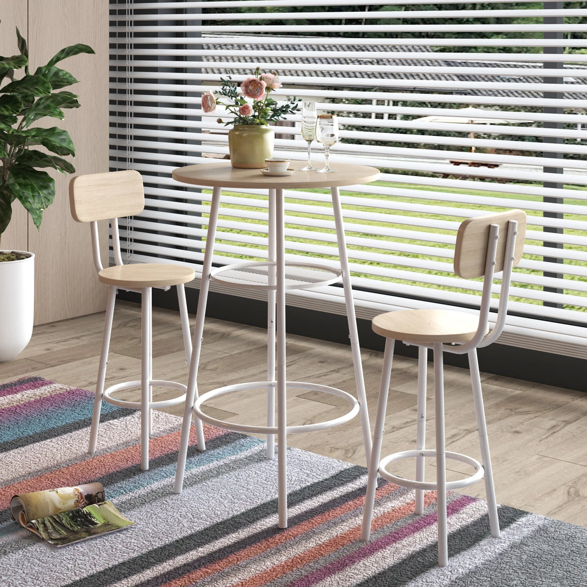 3-Piece Round Bar Table and Stools Set E243