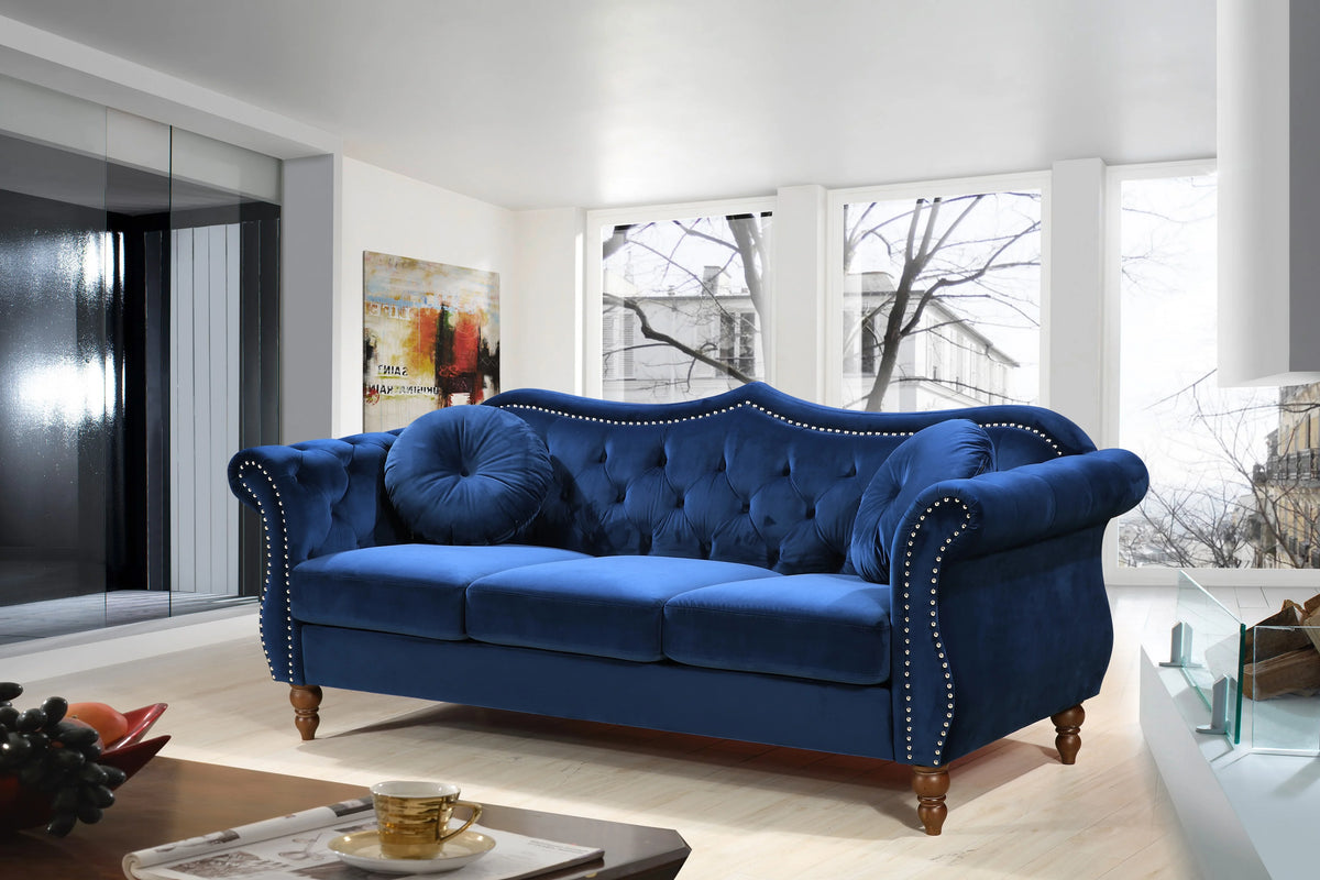 Blue 2 Piece Chesterfield Living Room Set D123